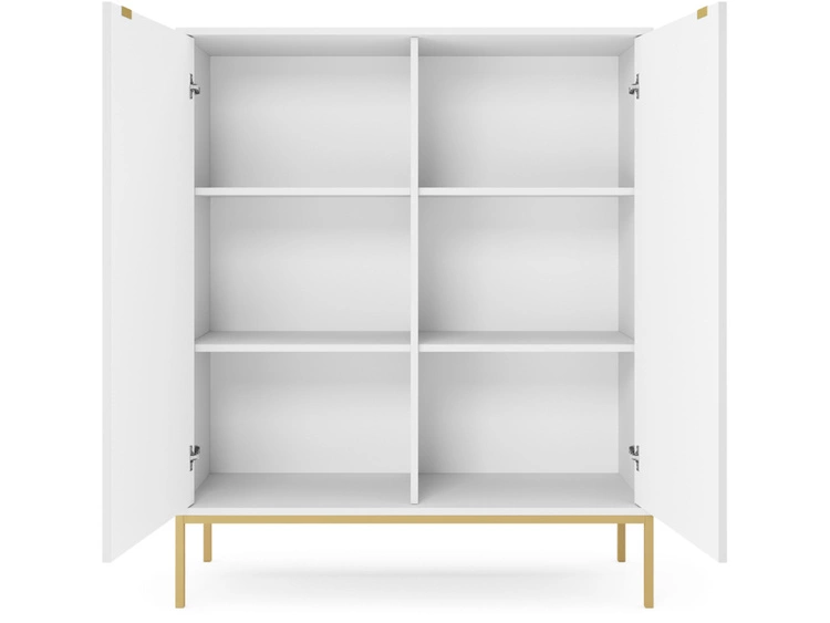 Komoda z drzwiami Amber biała na złotych nogach