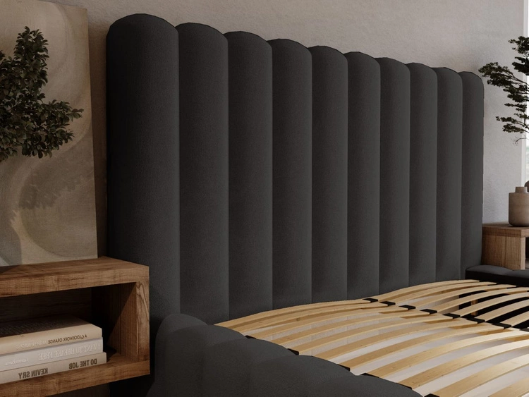 Łóżko tapicerowane z pojemnikiem i stelażem 120x200 cm Rotto Czarne