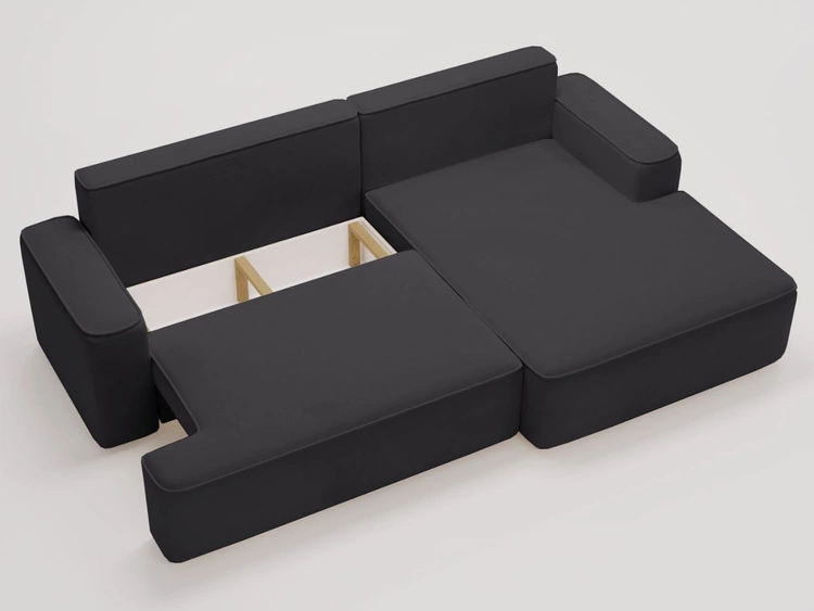 Narożnik L Prawy z funkcją spania i pojemnikiem California Czarny