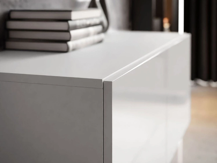 Wisząca szafka RTV pod telewizor z drzwiczkami i oświetleniem LED 100 cm Nodoo Biały połysk