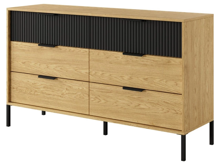 Komoda z 6 szufladami Bolzano Dąb Bałtycki, Czarna