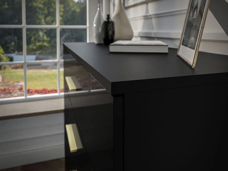 Komoda z czterema szufladami i oświetleniem LED Nuveo Czarny połysk