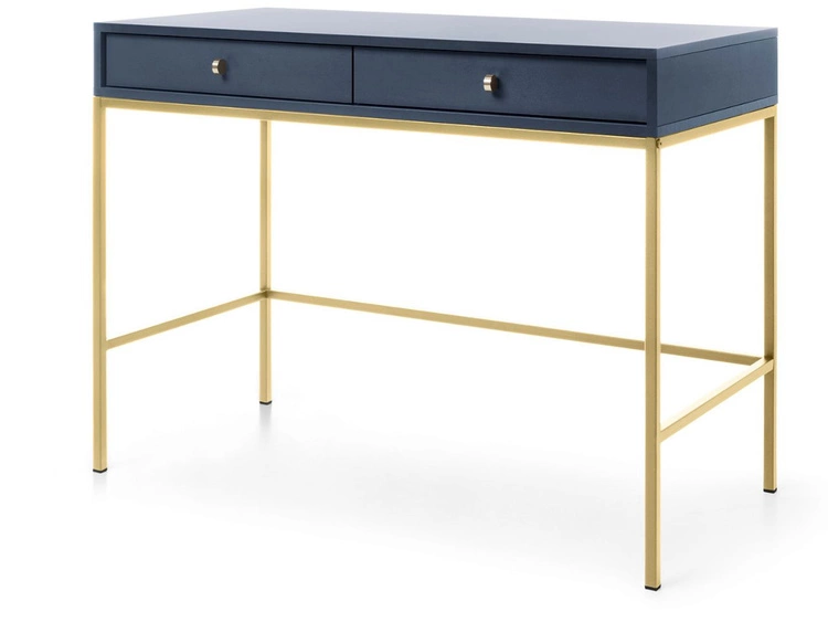Toaletka ze złotymi metalowymi nogami Amor Granatowa