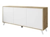 Trzydrzwiowa komoda 154 cm w stylu loft na białych nogach Vivance biały mat i dąb artisan