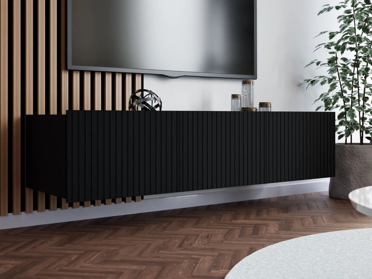 Szafka pod telewizor z drzwiczkami Kioto Czarna