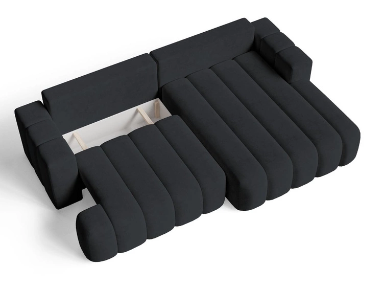 Narożnik L Prawy z funkcją spania i pojemnikiem Caleo Czarny