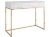 Konsola z szufladami i złotym stelażem w stylu glamour Brisa biały połysk