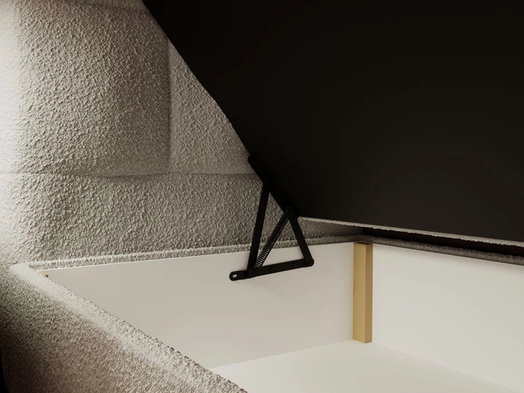 Łóżko kontynentalne z pojemnikiem na pościel 160x200 Alicante w tkaninie bouclé Szare