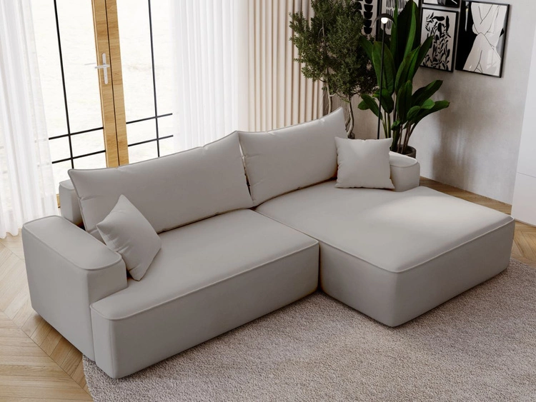 Narożnik L Prawy z funkcją spania i pojemnikiem California Jasnoszary