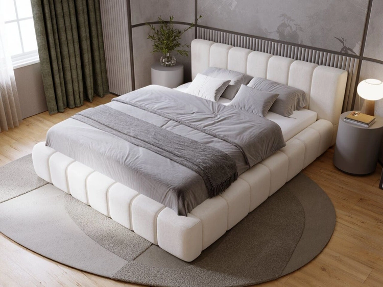 Łóżko tapicerowane z pojemnikiem i stelażem 120x200 Orio Beżowy