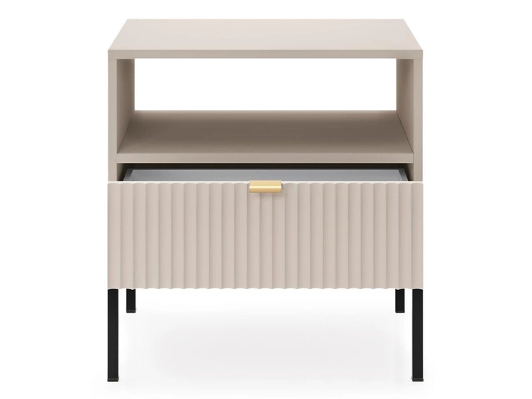 Stolik nocny z szufladą Amber Kaszmir na czarnych nogach
