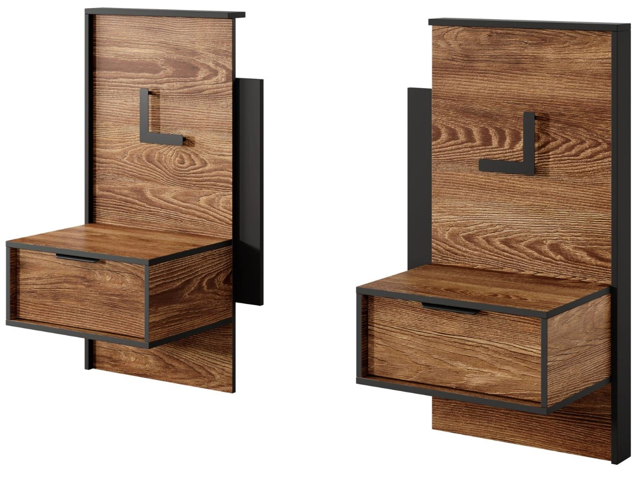 Zestaw dwóch stolików nocnych Montreal Brązowy, Czarny