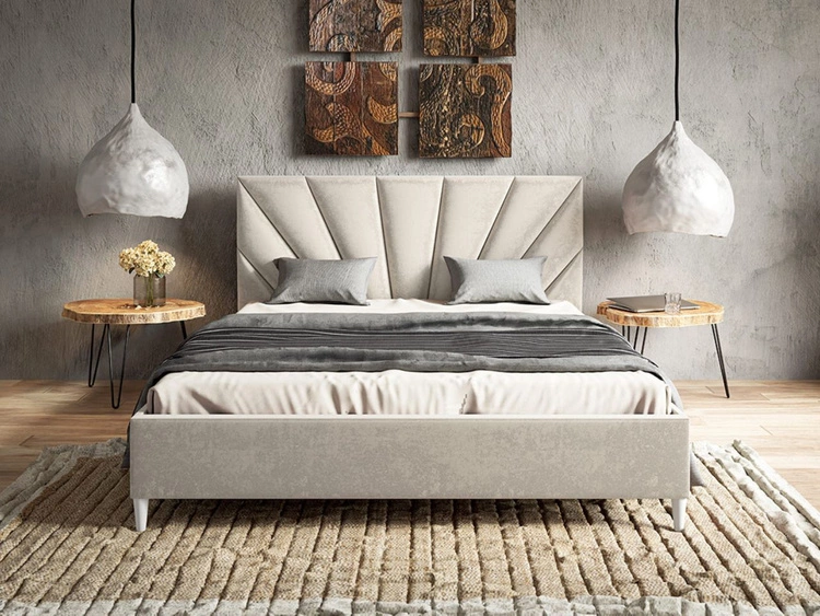 Łóżko tapicerowane ze stelażem 120x200 Fuzi beżowe