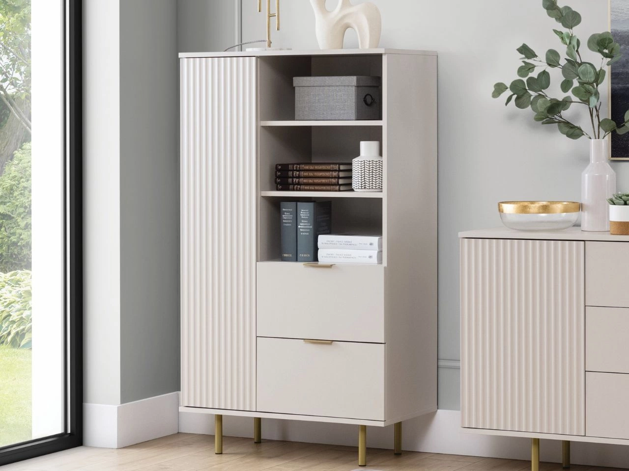 Regał z szufladami i drzwiczkami Ankara Beżowy