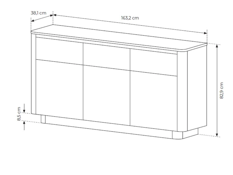 Komoda z drzwiami i szufladami 160 cm Fascino Dąb Cremona, czarny