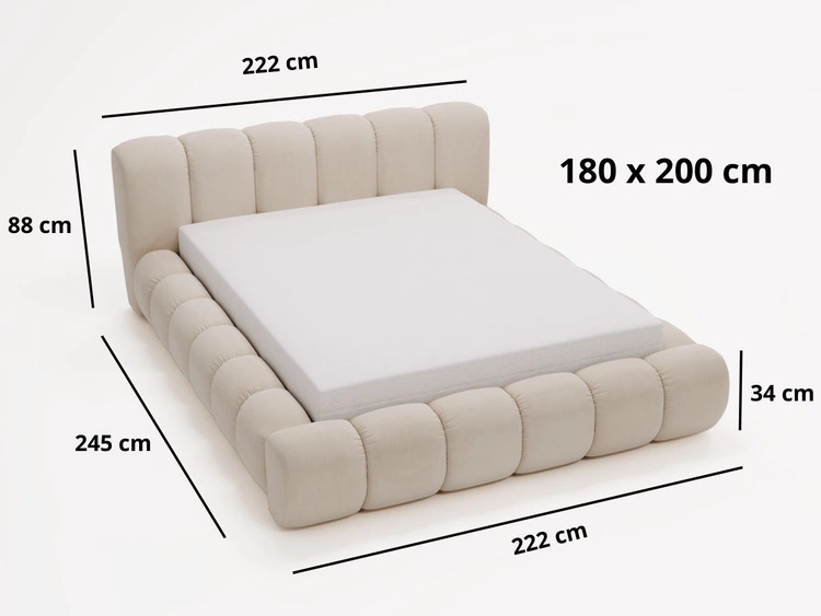 Łóżko tapicerowane z pojemnikiem na pościel 180x200 Doria Zielone