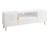 Zestaw mebli do salonu na złotych metalowych nóżkach w stylu glamour Lunelie Biały połysk