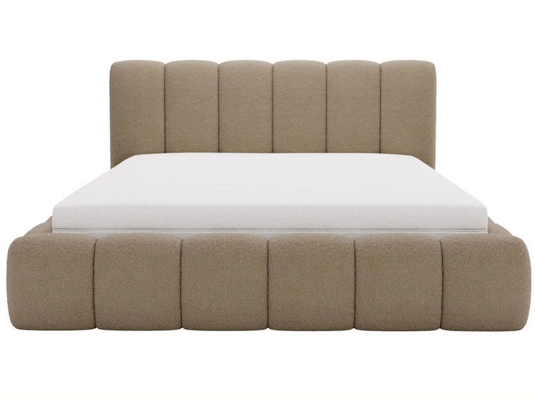 Łóżko tapicerowane z pojemnikiem i stelażem 200x200 Cloud brązowe