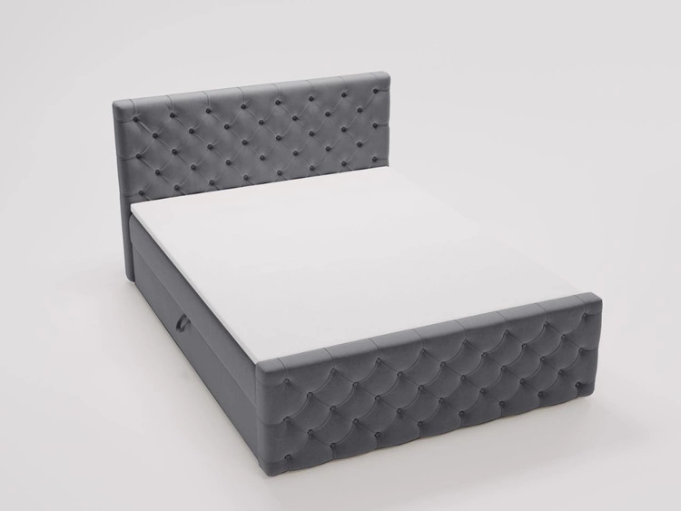 Łóżko kontynentalne z pojemnikiem na pościel 160x200 Montego Szare