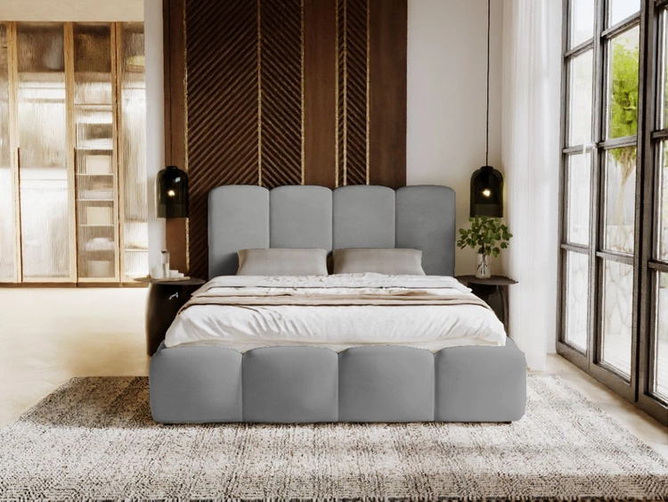 Łóżko tapicerowane z pojemnikiem i stelażem 120x200 Galli Szare