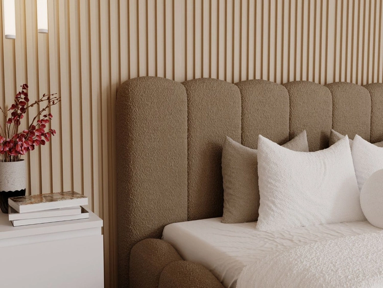 Łóżko tapicerowane z pojemnikiem i stelażem 160x200 Smile Brązowe