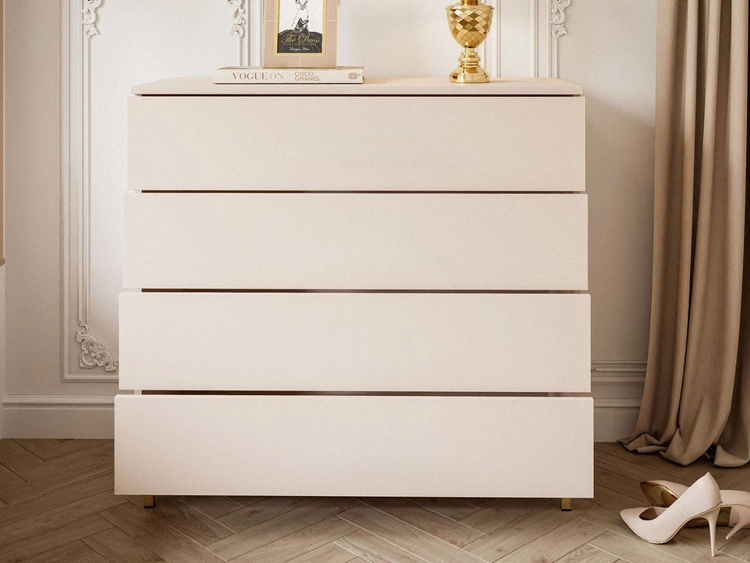 Komoda z szufladami i oświetleniem LED na złotych nogach Nuveo Kaszmir