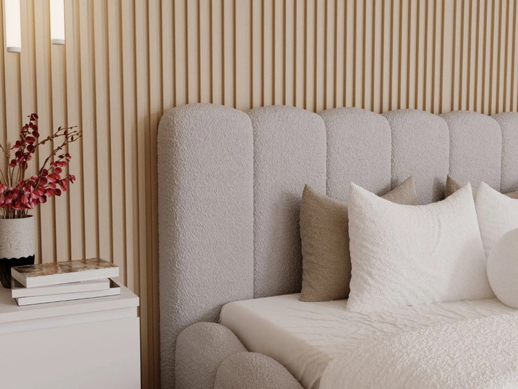 Łóżko tapicerowane z pojemnikiem i stelażem 120x200 Smile Jasnoszare