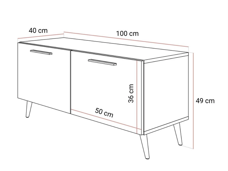 Szafka RTV pod telewizor z drzwiczkamii oświetleniem LED na czarnych nóżkach 100 cm Noaé Kaszmir