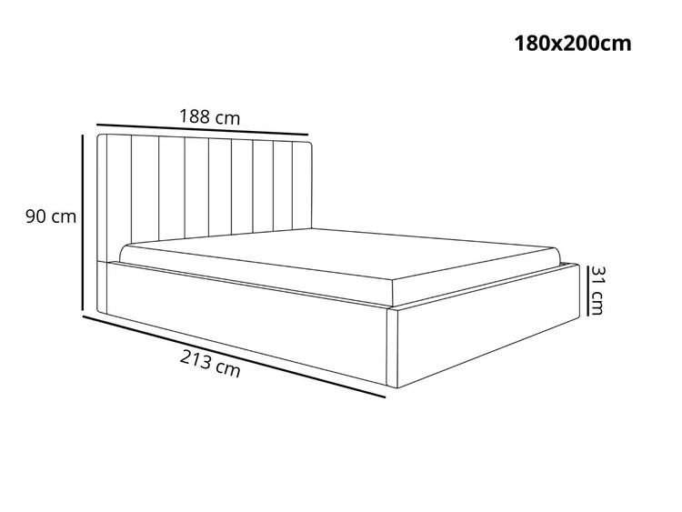 Łóżko tapicerowane z pojemnikiem i stelażem 180x200 Sesto szare