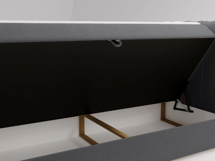 Łóżko kontynentalne z pojemnikiem na pościel 160x200 Osteno Ciemnoszare