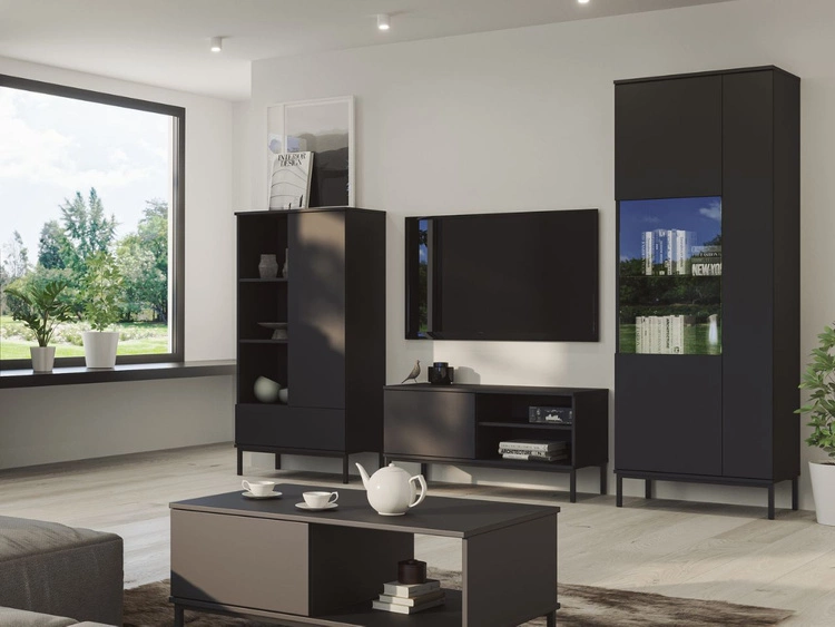 Witryna stojąca do salonu Soroko Czarna