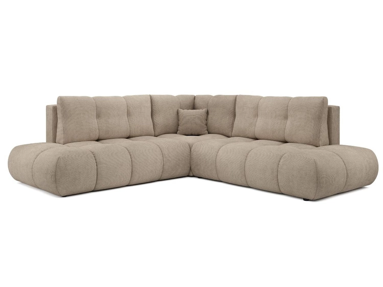 Narożnik z funkcją spania i pojemnikiem Prawy Kair Jasnobrązowy