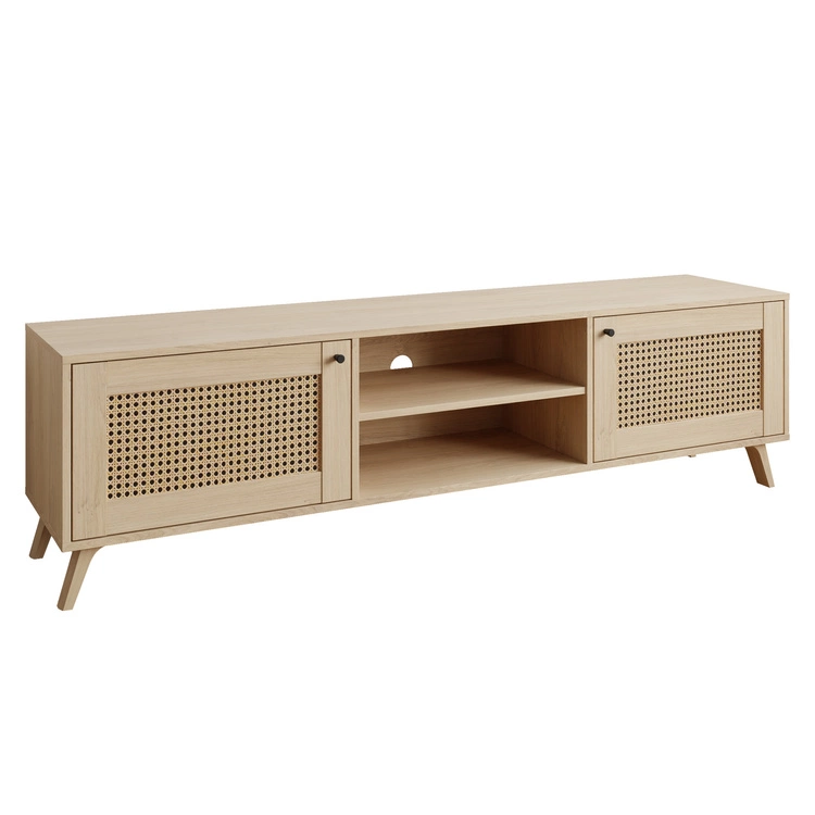 Szafka RTV boho dwudrzwiowa z imitacją ażurowego frontu Bellance dąb puccini