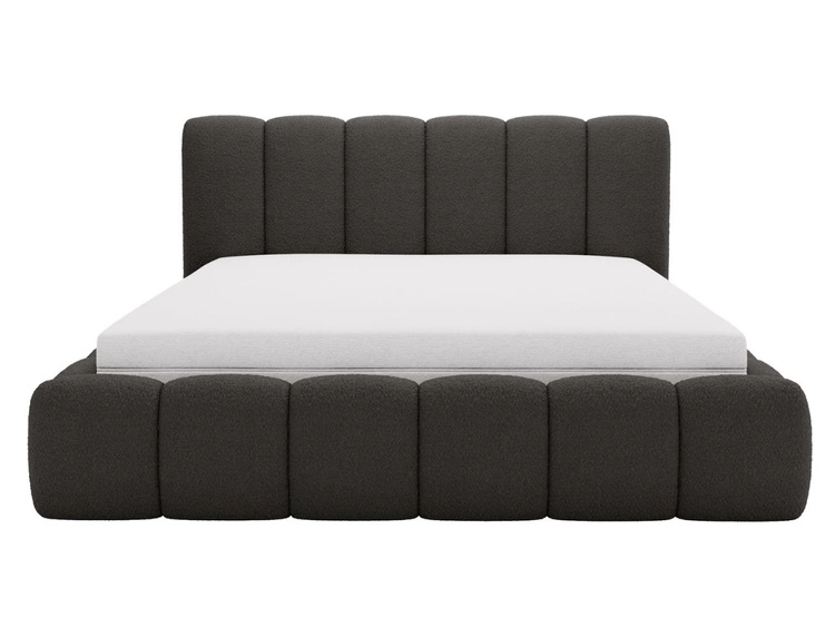 Łóżko tapicerowane bez pojemnika ze stelażem 180x200 Cloud w tkaninie bouclé Czarne