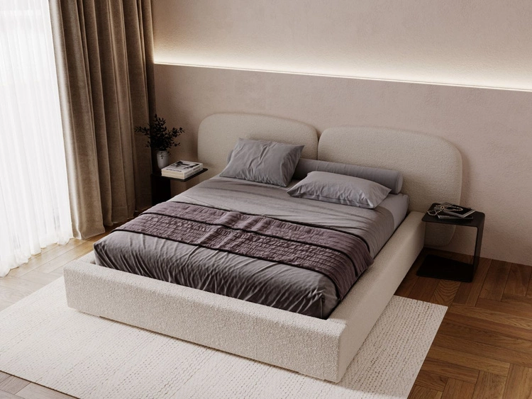 Łóżko tapicerowane z pojemnikiem i stelażem 160x200 Palermo Beżowe