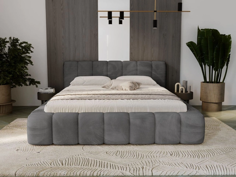 Łóżko tapicerowane z pojemnikiem na pościel 140x200 Ibiza Grafitowe