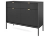 Komoda z drzwiami i szufladami Amber czarna na czarnych nogach