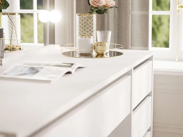 Toaletka z lustrem, szufladami i oświetleniem LED Melo Elite biały mat