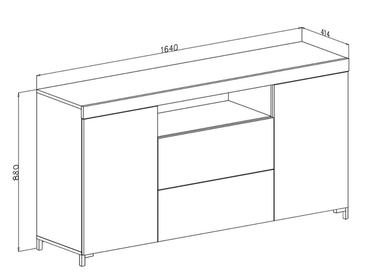 Dwudrzwiowa komoda 164 cm w stylu loft Asumi czarny mat i dąb wotan