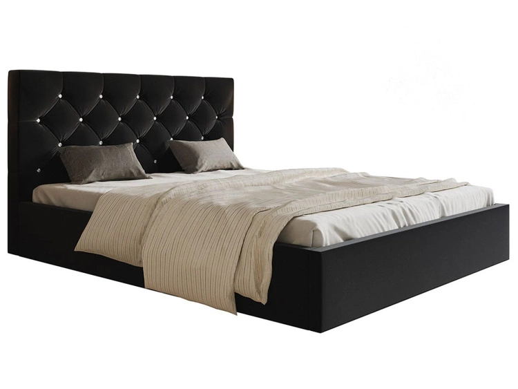 Łóżko tapicerowane z pojemnikiem i stelażem 160x200 Selva Czarny