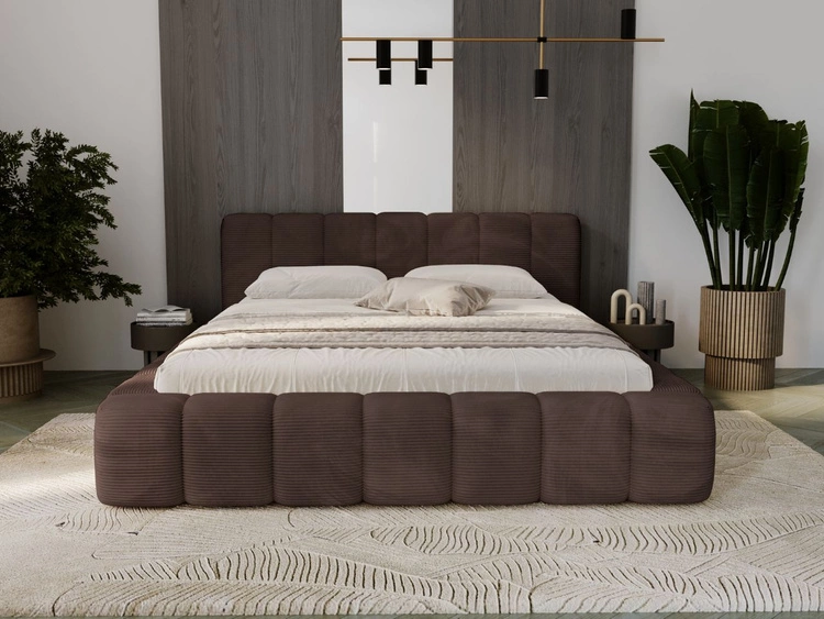 Łóżko tapicerowane z pojemnikiem na pościel 180x200 Ibiza Brązowe