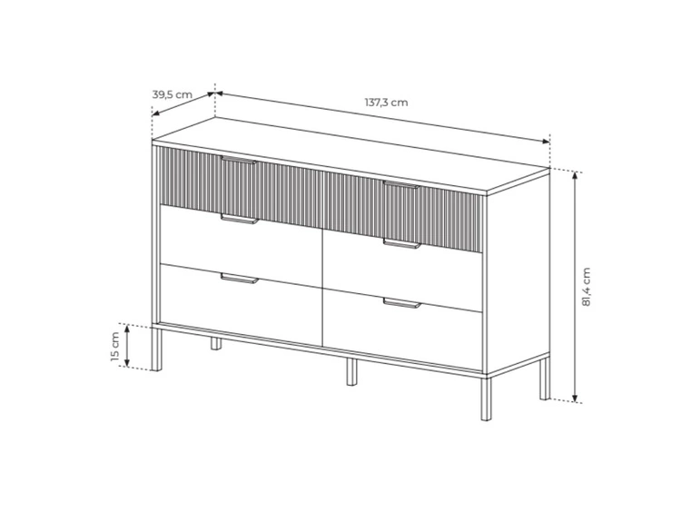Komoda z 6 szufladami Bolzano Dąb Bałtycki, Czarna