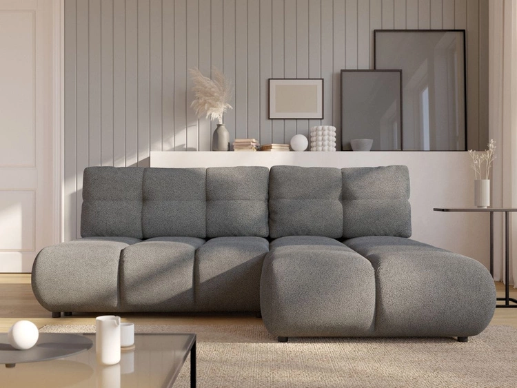 Narożnik z funkcją spania i pojemnikiem Prawy Milet Szary