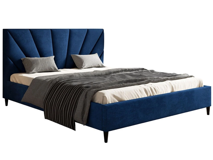 Łóżko tapicerowane ze stelażem 160x200 Fuzi ciemnoniebieskie