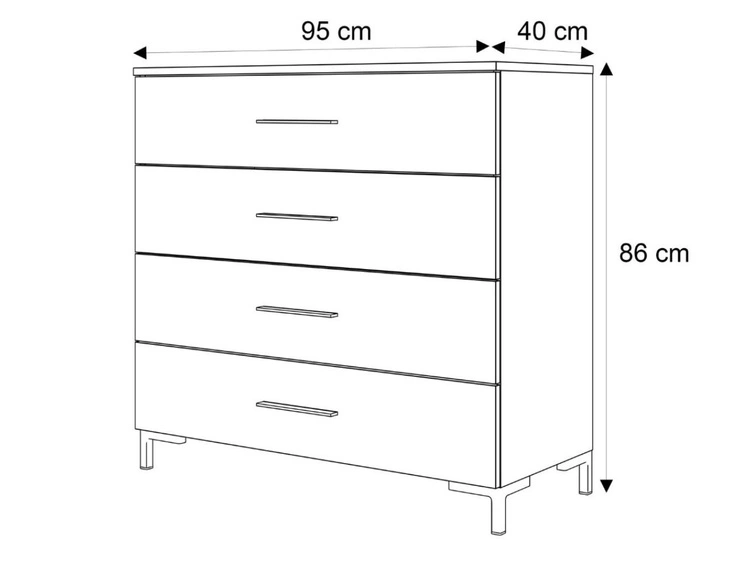 Komoda z szufladami i oświetleniem LED na czarnych nogach Nuveo Kaszmir