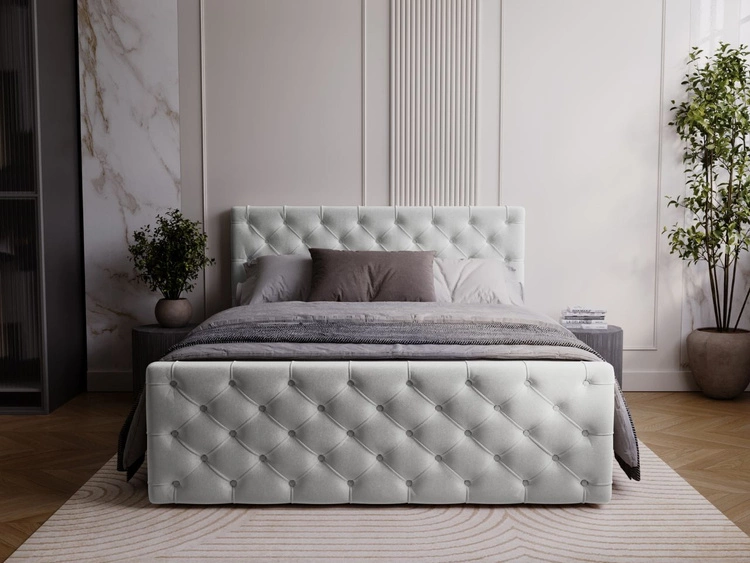 Łóżko kontynentalne z pojemnikiem na pościel 120x200 Montego Jasnoszare