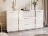 Dwudrzwiowa komoda 158 cm z trzema szufladami Lunelie biały połysk
