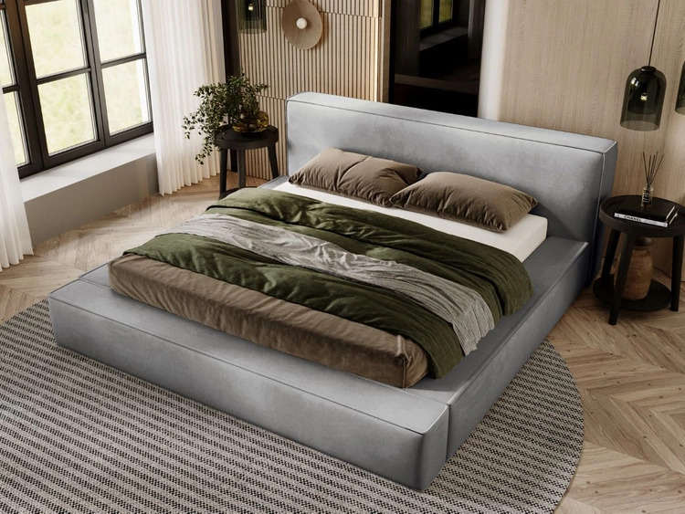 Łóżko tapicerowane z pojemnikiem i stelażem 120x200 Mali Szare