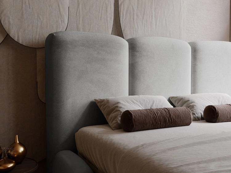 Łóżko tapicerowane z pojemnikiem i stelażem 140x200 cm Bubble Szare