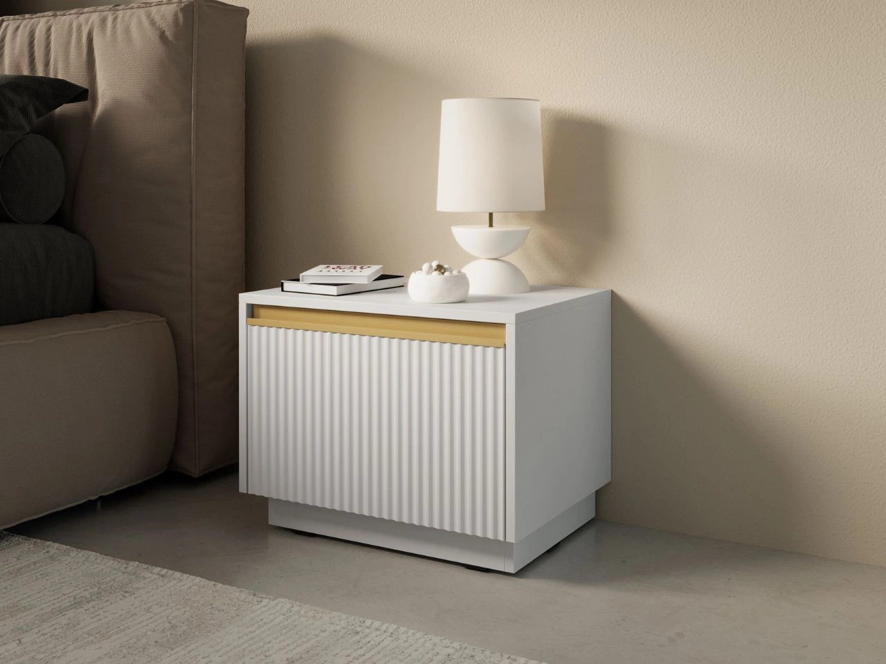 Stolik nocny z drzwiczkami Roland Biały